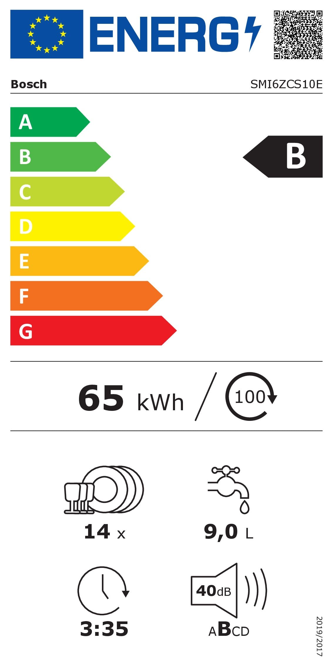 Lave vaisselle encastrable 60 cm BOSCH Connecté 14 couverts 40dB Inox - SMI6ZCS10E