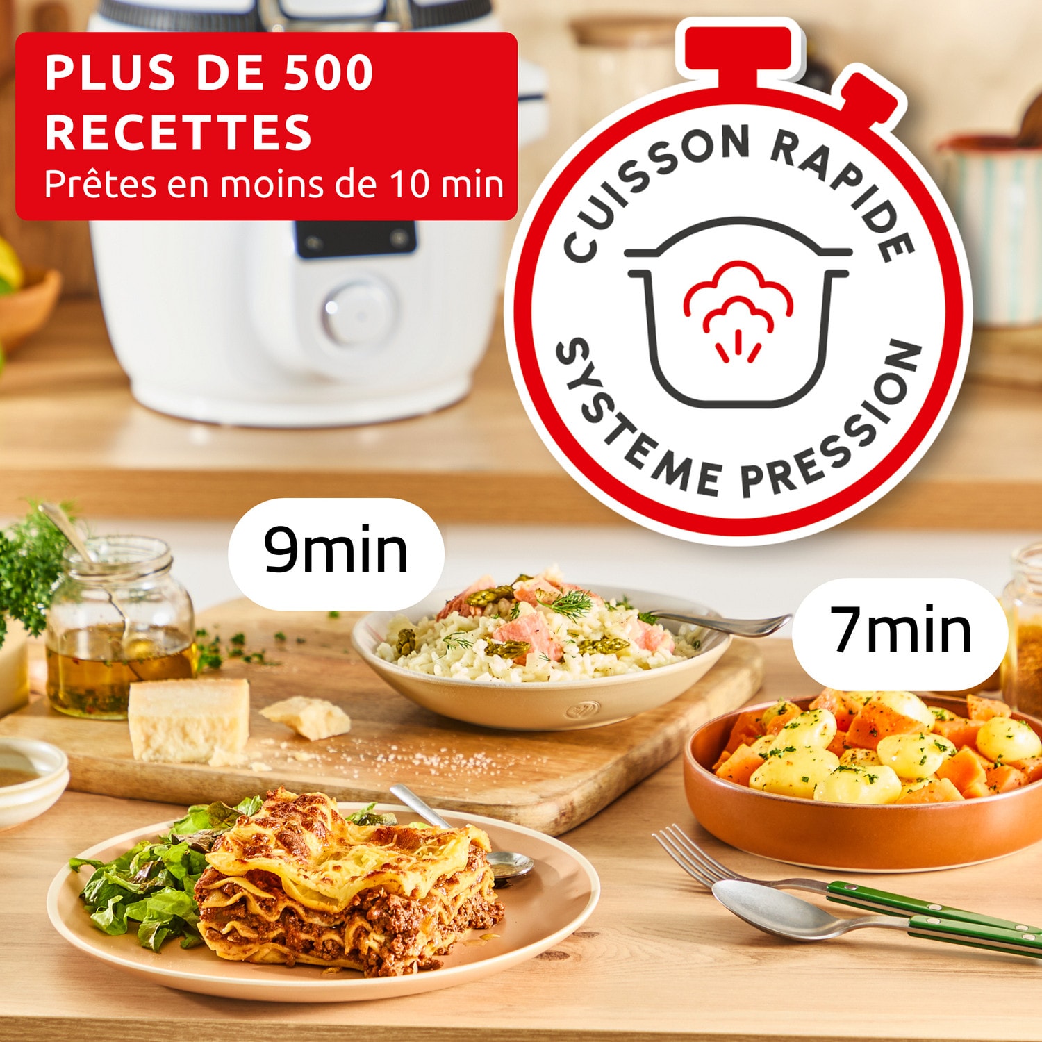 Robot cuiseur connecté SEB 4.3L 1600W Blanc - CE9721F0