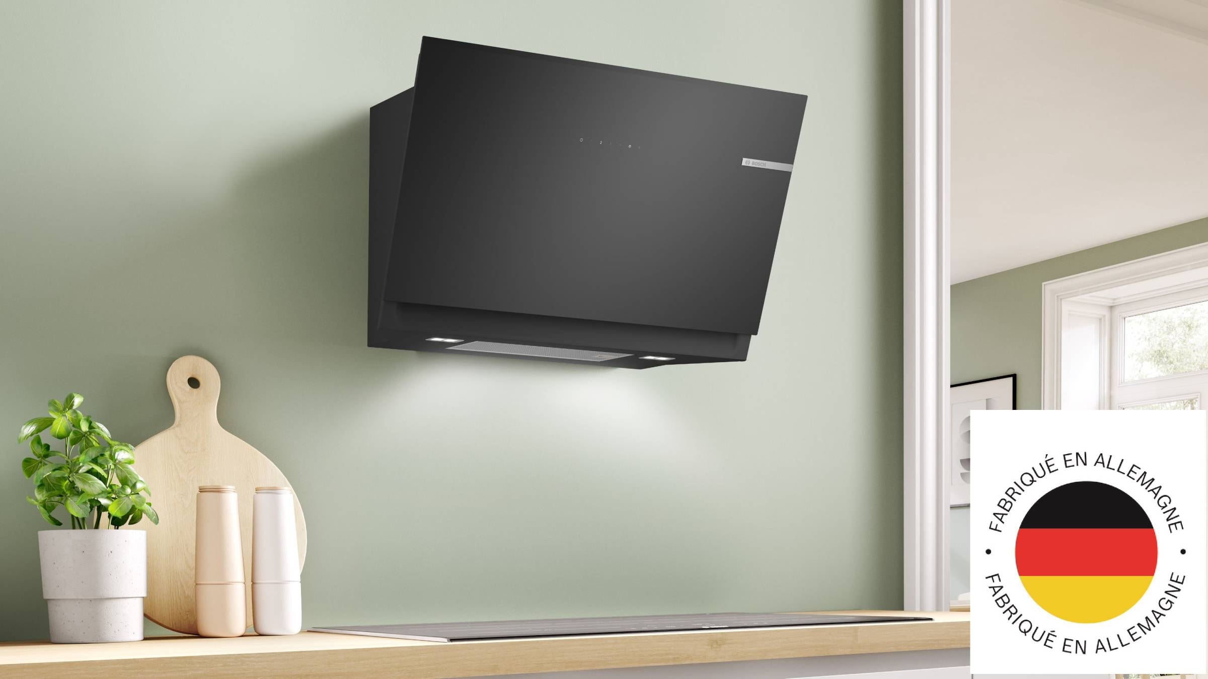 Hotte decorative murale BOSCH 80cm 68dB Noir - DWK81AN60