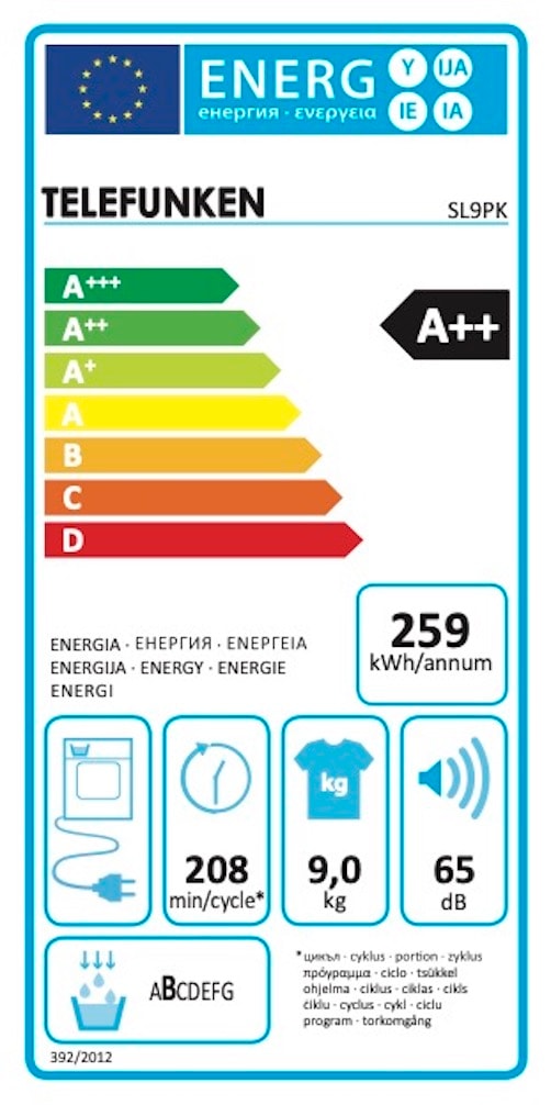 Sèche-linge pompe à chaleur TELEFUNKEN 9kg Noir - SL9PK