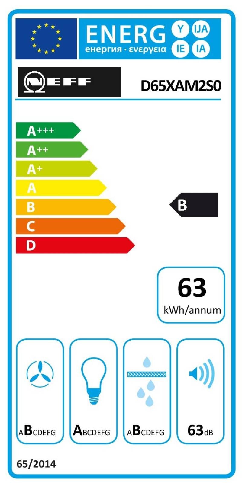 Hotte intégrée NEFF 4 vitesses 59.7cm Noir - D65XAM2S0