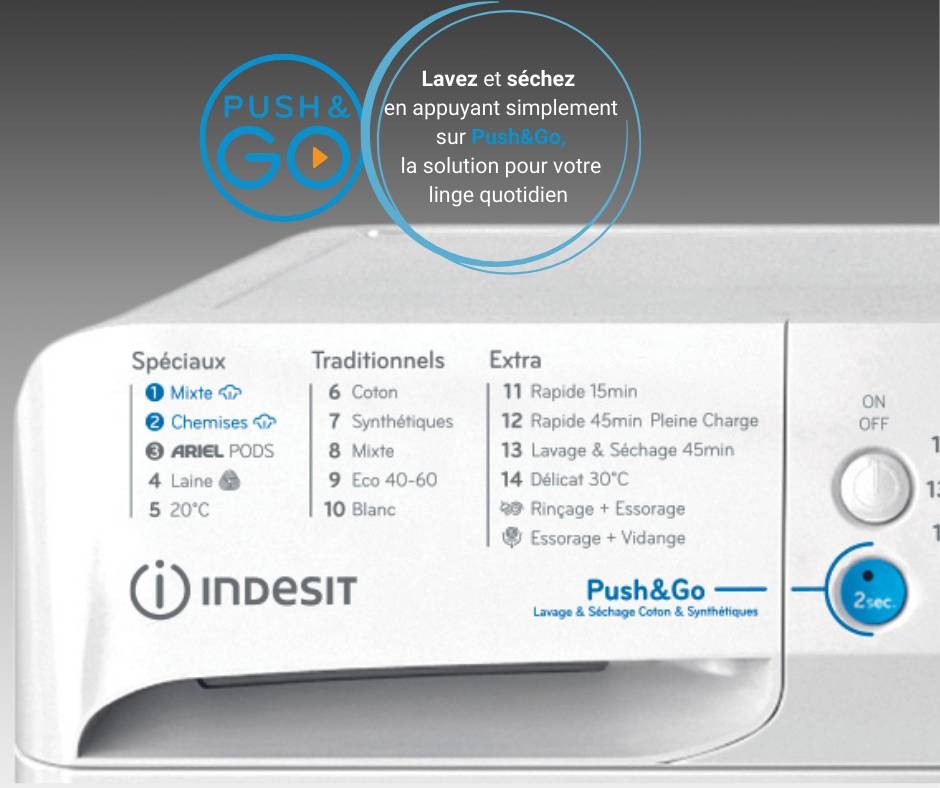Lave linge sechant Frontal INDESIT ,1400 trs/mn, 7/6kg, Blanc - BDE76435WVFR Lave linge sechant Frontal INDESIT ,1400 trs/mn, 7/6kg, Blanc - BDE76435WVFR