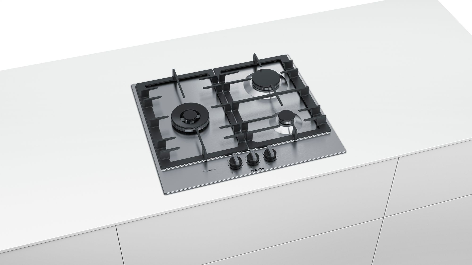 Plaque gaz BOSCH Série 6 3 Foyers FlameSelect 60cm Inox - PCC6A5B90 Plaque gaz BOSCH Série 6 3 Foyers FlameSelect 60cm Inox - PCC6A5B90