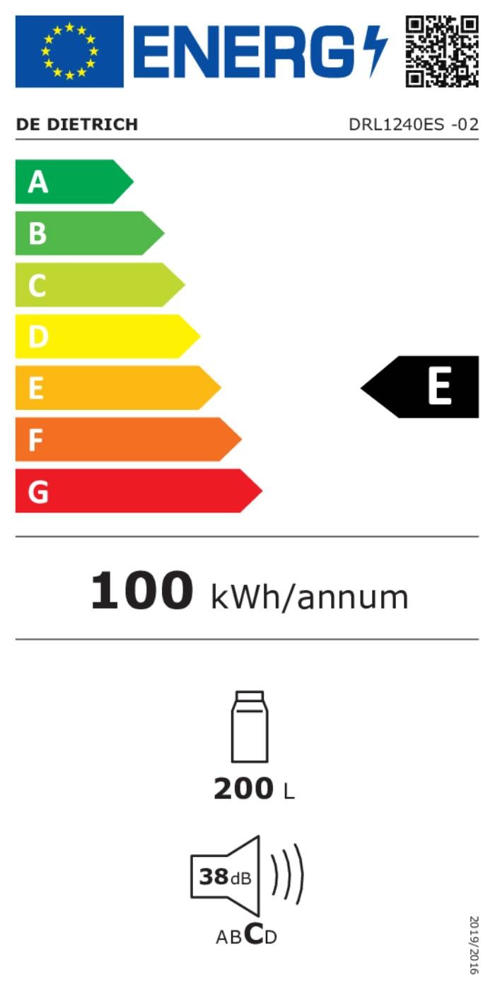 Réfrigérateur encastrable 1 porte DE DIETRICH , Froid Statique, 200L - DRL1240ES