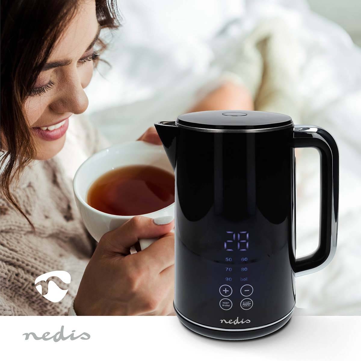 Bouilloire NEDIS Température réglable, 1,7L, 2200w, Noir - KAWK362EBK
