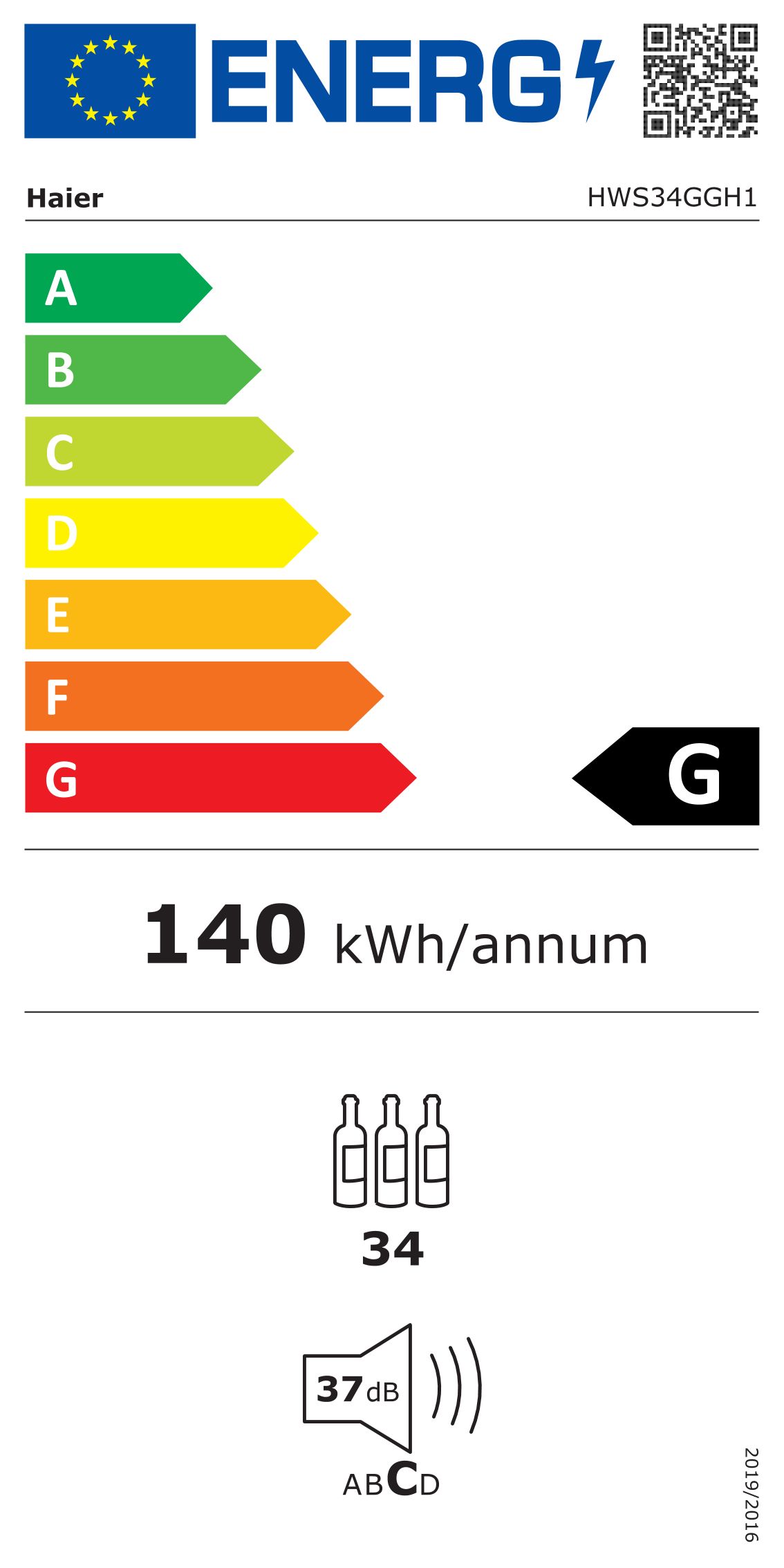 Cave à vin de service HAIER 34 bouteilles Noire - HWS34GGH1