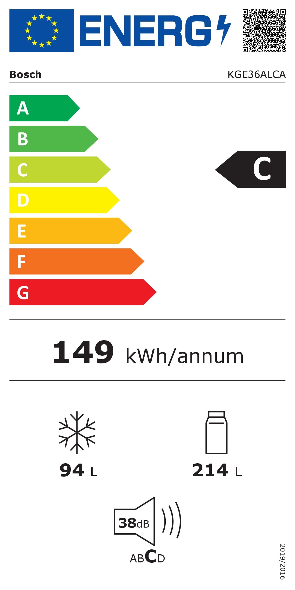 Réfrigérateur congélateur bas BOSCH Série 6, Froid Brassé, 308L, Gris - KGE36ALCA Réfrigérateur congélateur bas BOSCH Série 6, Froid Brassé, 308L, Gris - KGE36ALCA