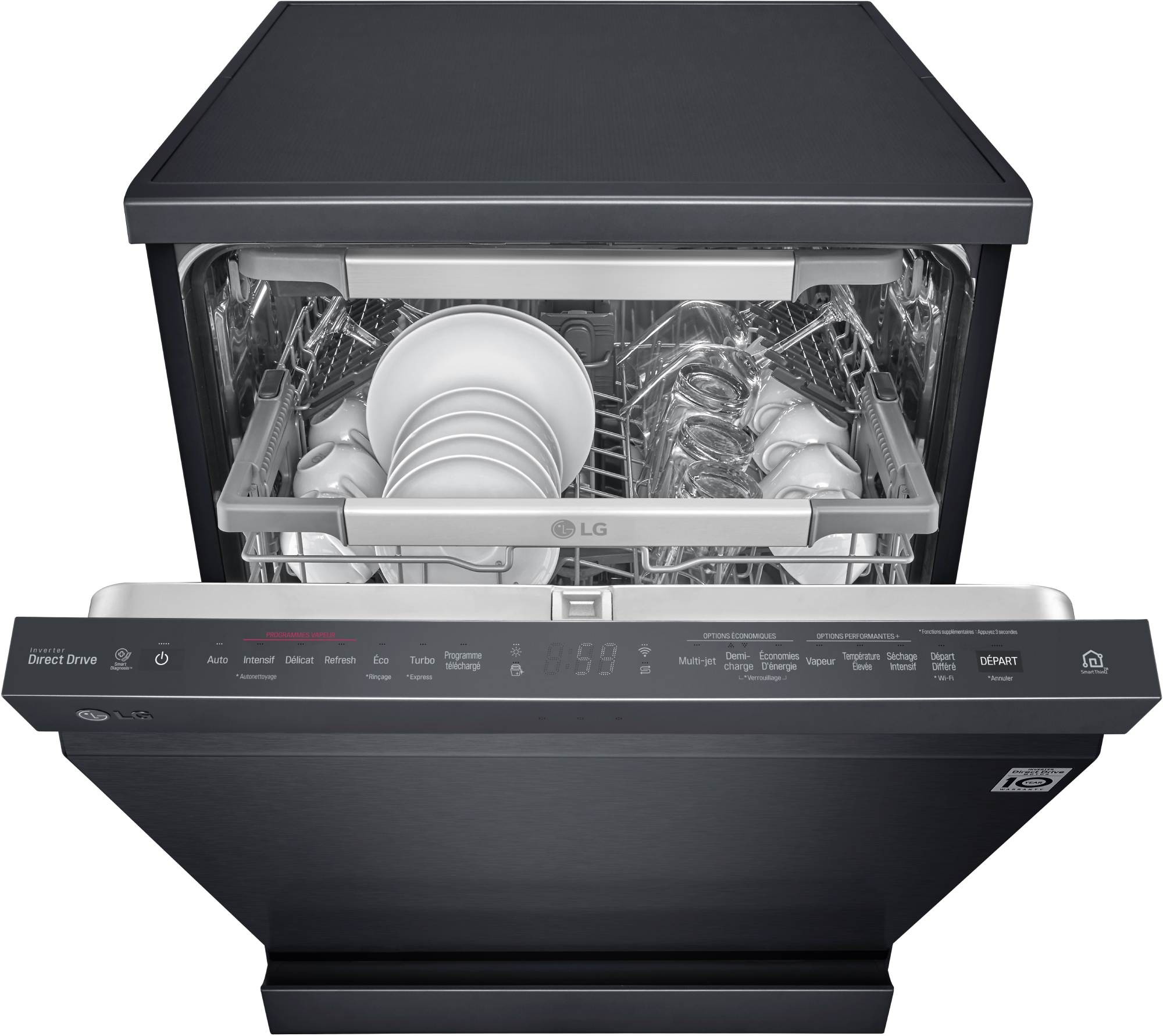 LG Lave vaisselle 60 cm TrueSteam QuadWash Inverter Direct Drive 14 couverts - DF455HMS
