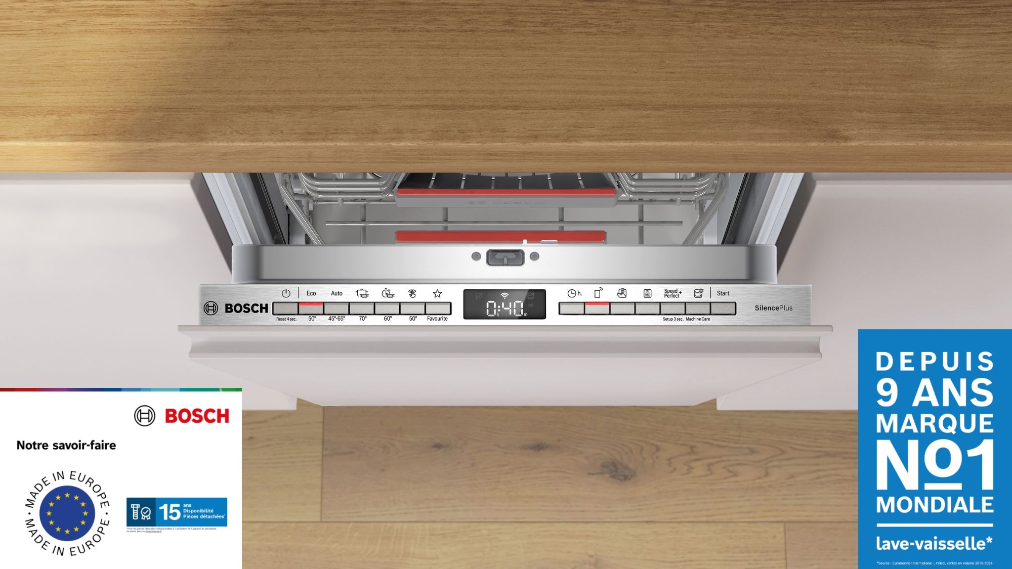 Lave vaisselle tout integrable 45 cm BOSCH Connecté 10 couverts 44dB Gris - SPV4EMX17E