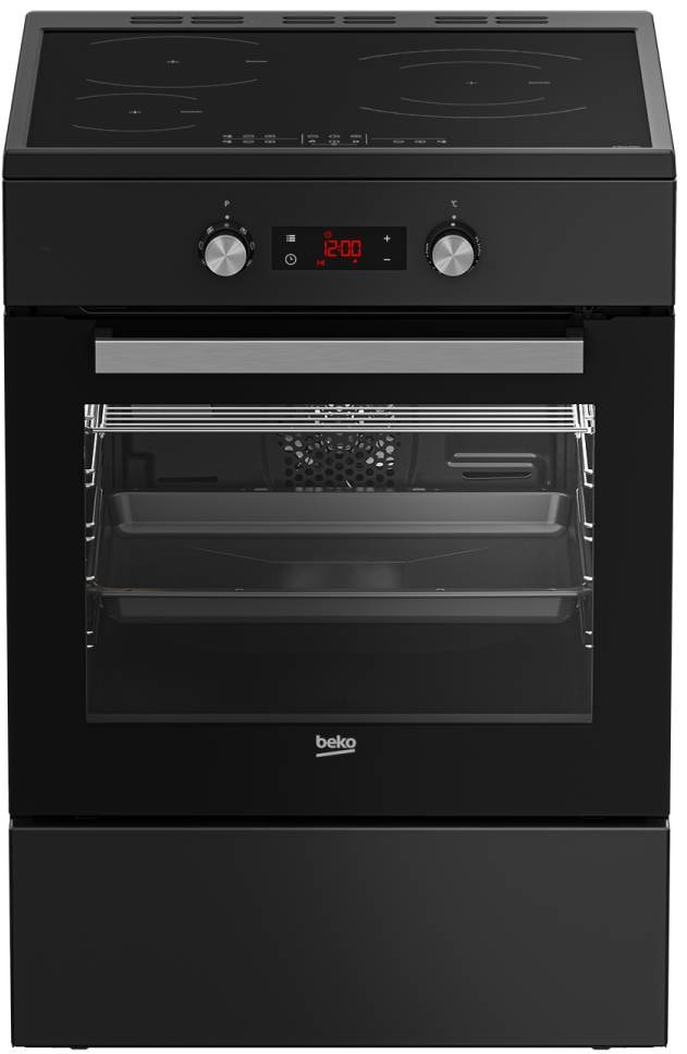 Cuisiniere induction BEKO 3 foyers, 72L, Noir FSE68304MAPS