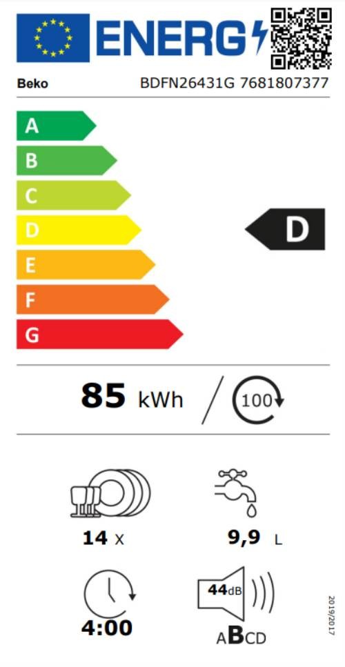 Lave vaisselle 60 cm BEKO , 14 couverts, Noir - BDFN26431G Lave vaisselle 60 cm BEKO , 14 couverts, Noir - BDFN26431G
