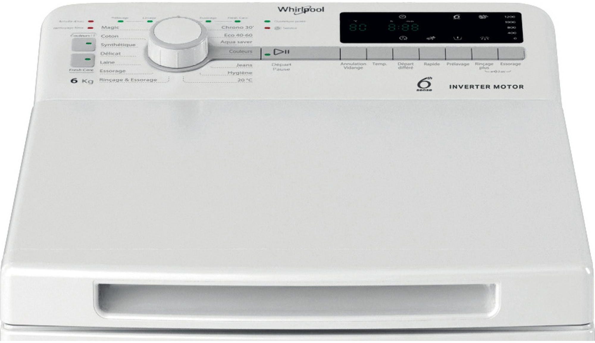 Lave linge Top WHIRLPOOL 14 programmes, 9 Kg, Blanc - ETDLR6061FR Lave linge Top WHIRLPOOL 14 programmes, 9 Kg, Blanc - ETDLR6061FR