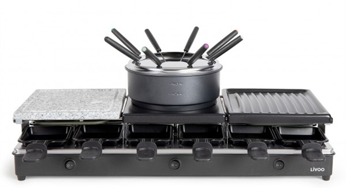 Raclette Multifonction LIVOO 12 personnes 1650W Noir DOC234