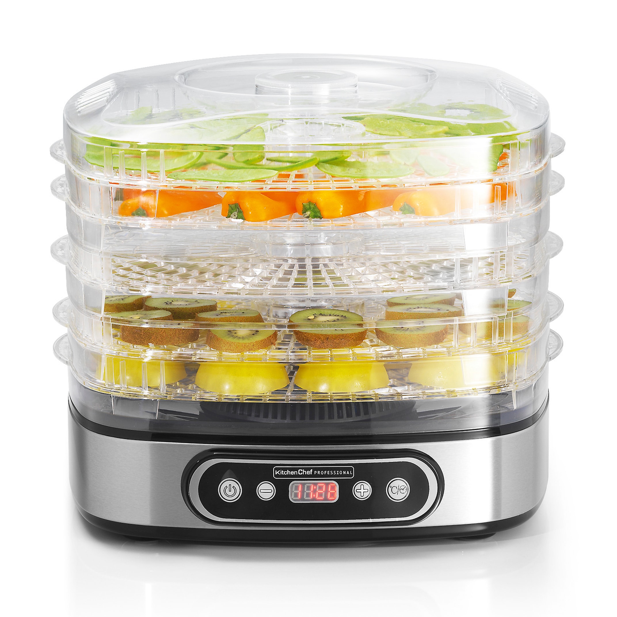 Déshydrateur de fruits KITCHEN CHEF 5 plateaux Programmable Inox SECCO5IX