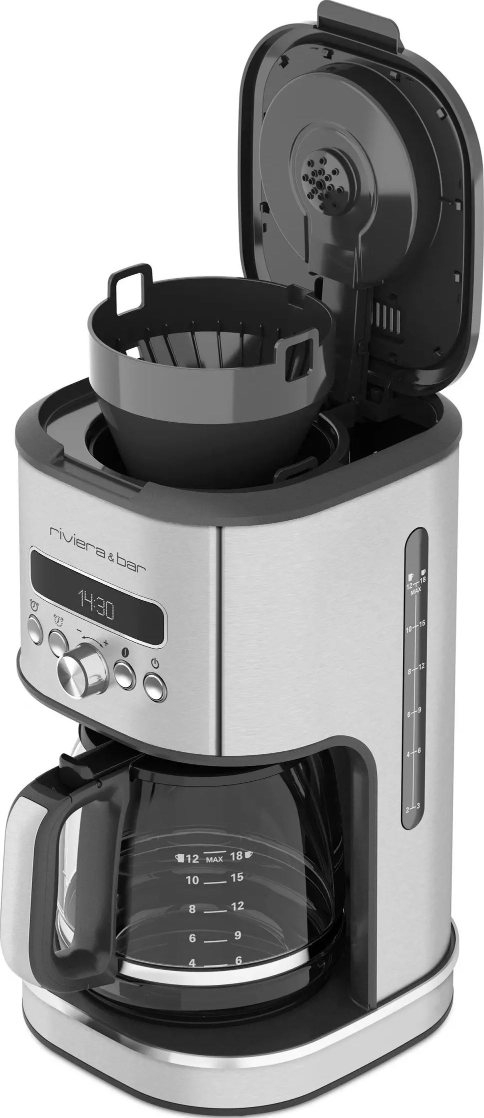 Cafetière RIVIERA & BAR Programmable 1,8L 18 tasses Inox Noir - BCF570