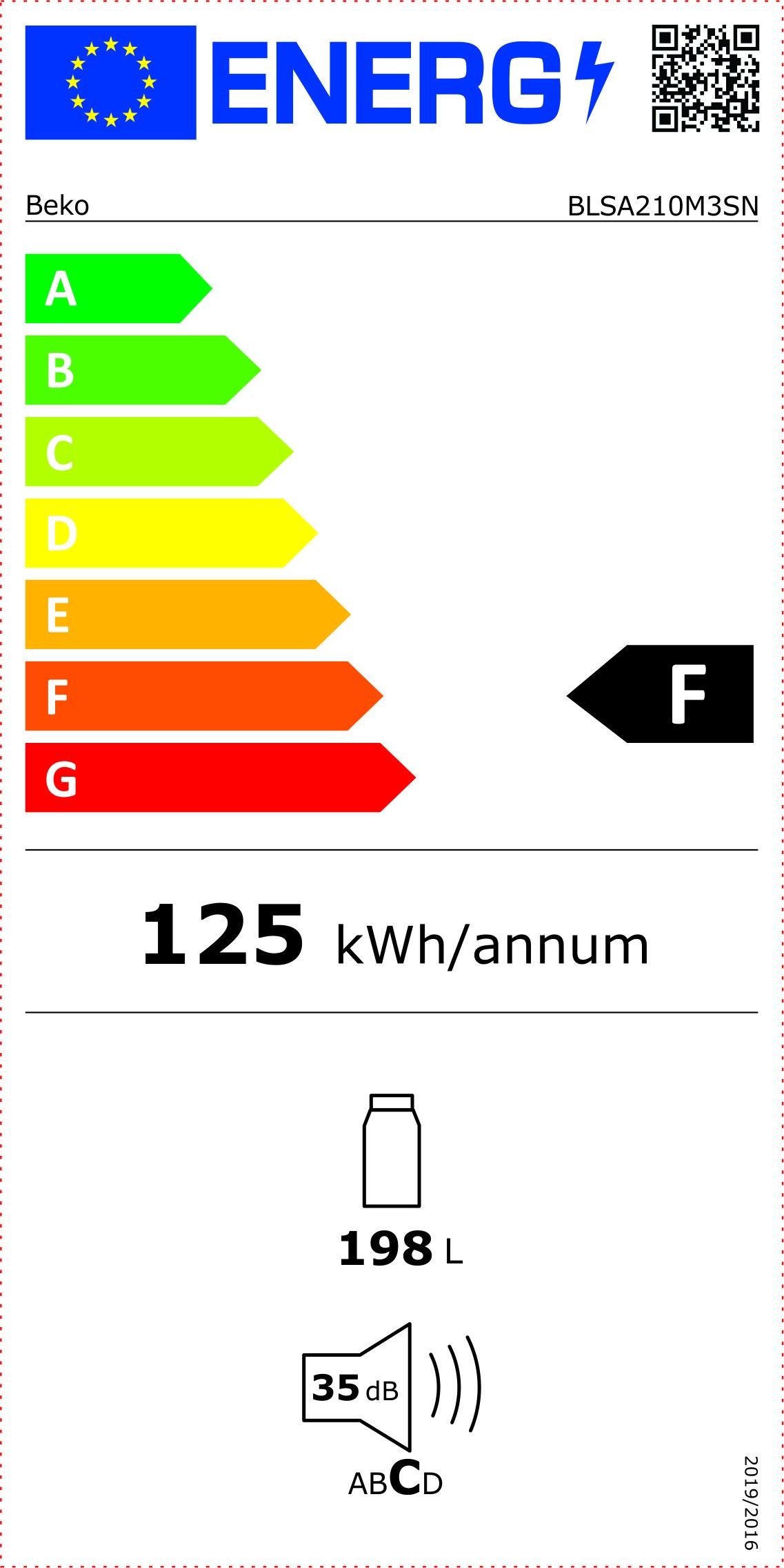 Réfrigérateur encastrable 1 porte BEKO Froid statique 198L - BLSA210M3SN