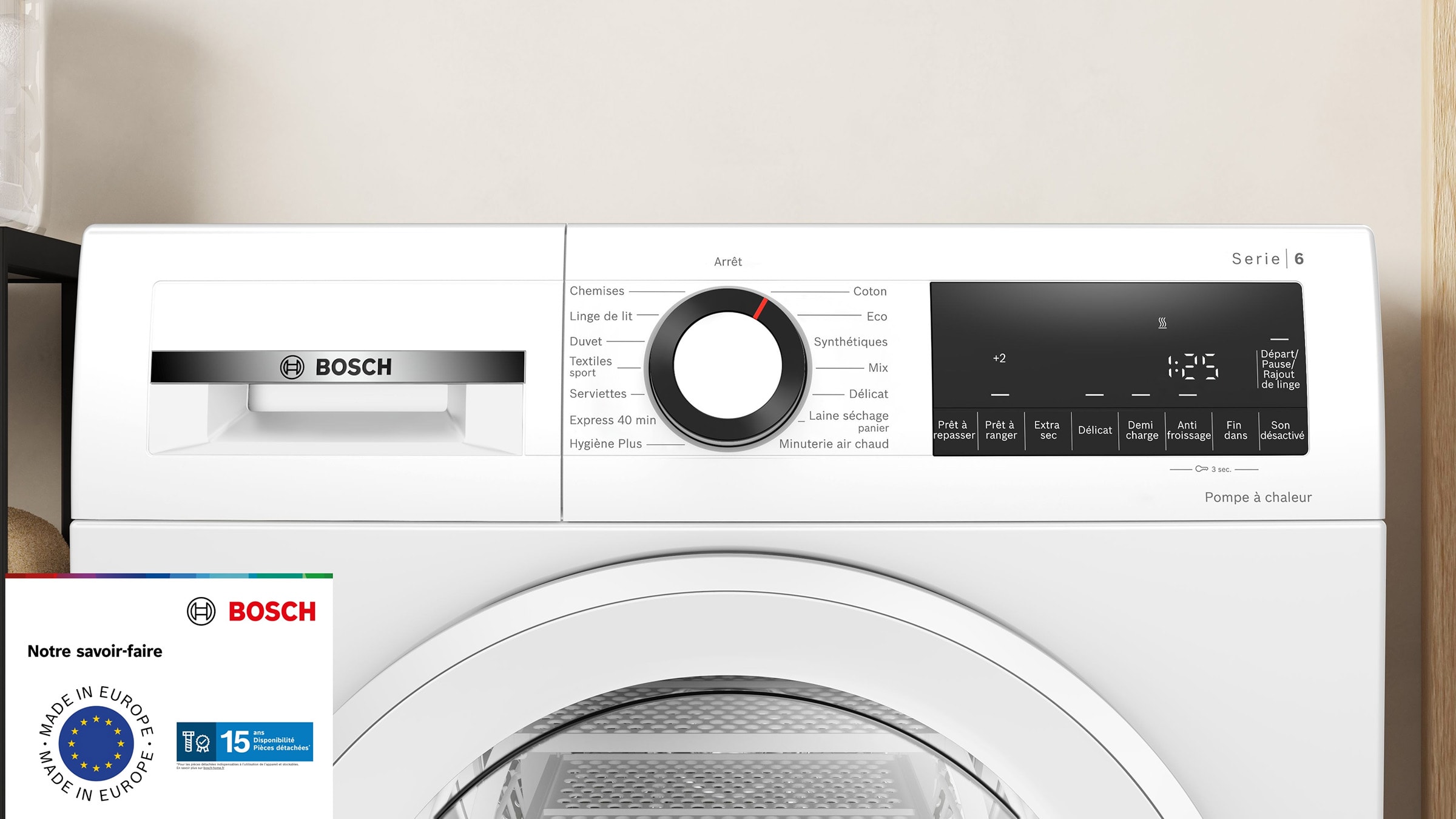 Sèche-linge pompe à chaleur BOSCH AutoDry et SensitiveDriyng system, 8Kg, Blanc - WQG133DTFR Sèche-linge pompe à chaleur BOSCH AutoDry et SensitiveDriyng system, 8Kg, Blanc - WQG133DTFR