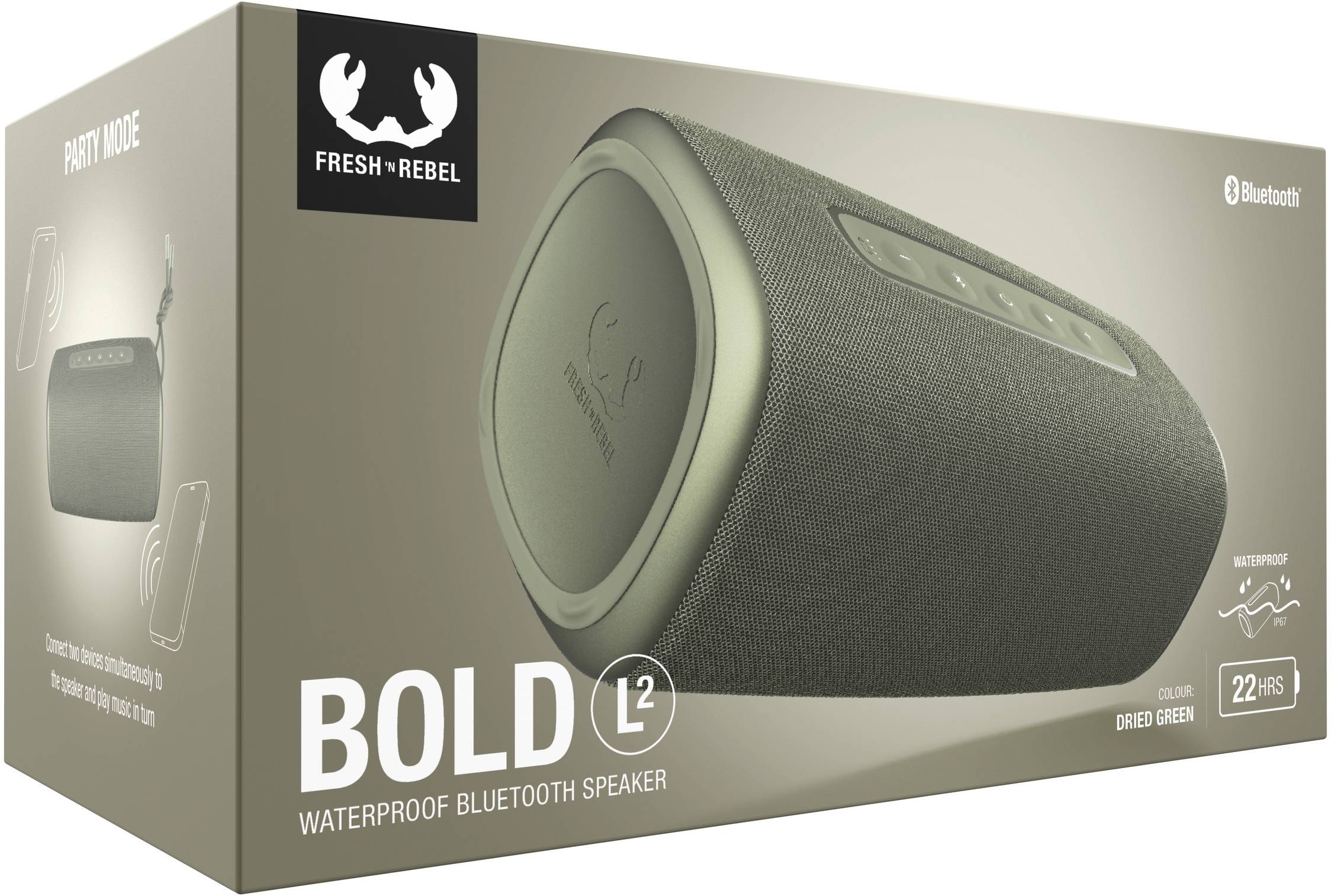 Enceinte bluetooth FRESH 'N REBEL  - BOLD-L2-VERT