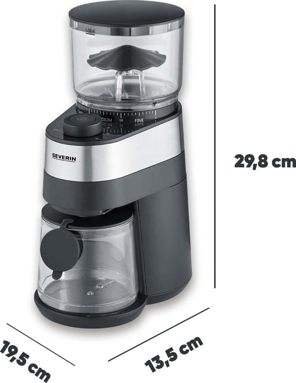 Moulin à café SEVERIN Broyeur disques 140W 240g Noir et inox - KM3880