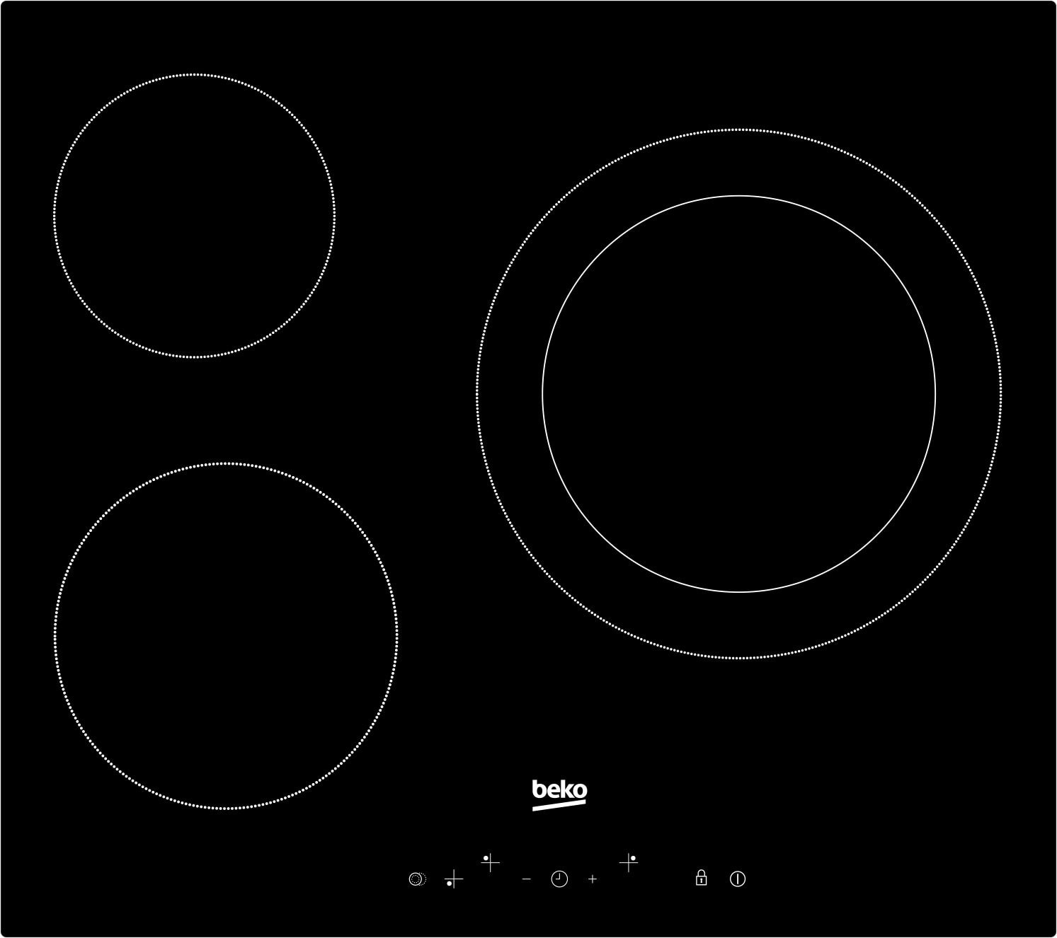 Plaque vitroceramique BEKO 3 foyers 60 cm Noir - HIC63402T