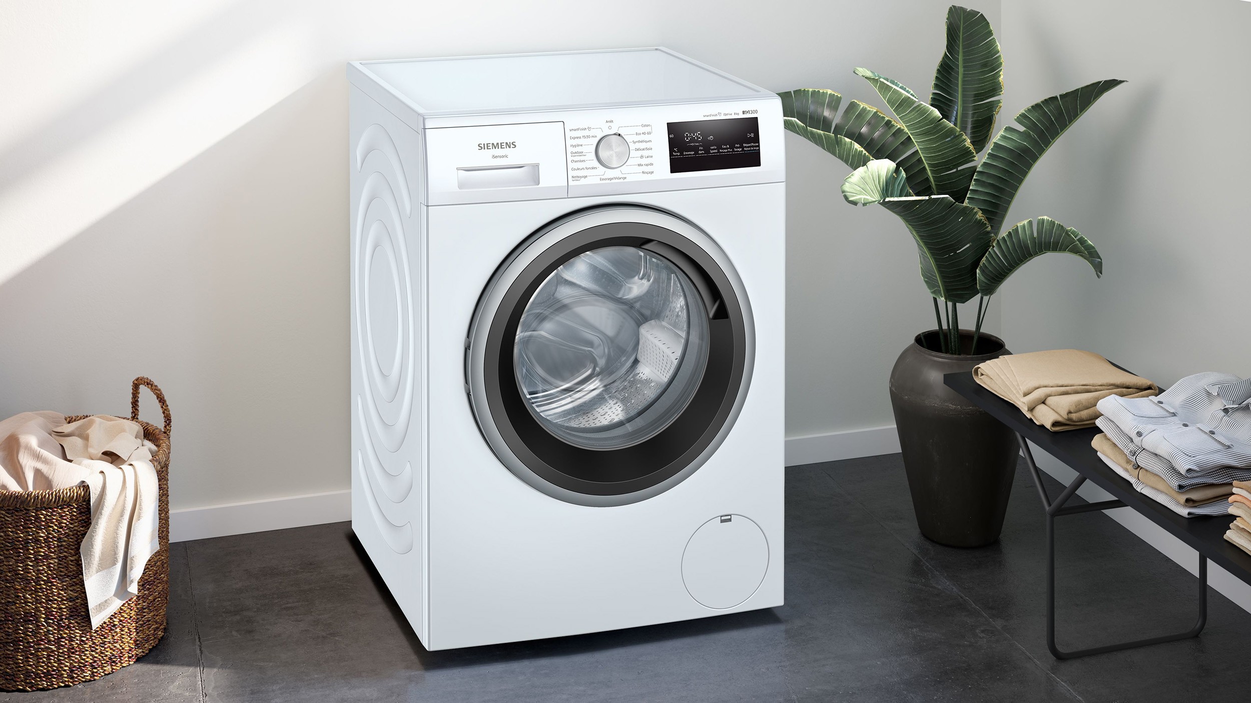 Lave linge Frontal SIEMENS iQ300, 1200 trs/min, 8Kg, Blanc - WM12N238FR