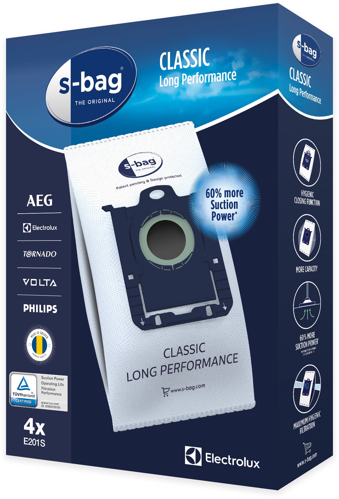 Accessoire aspirateur ELECTROLUX 4 sacs Haute filtration E201S