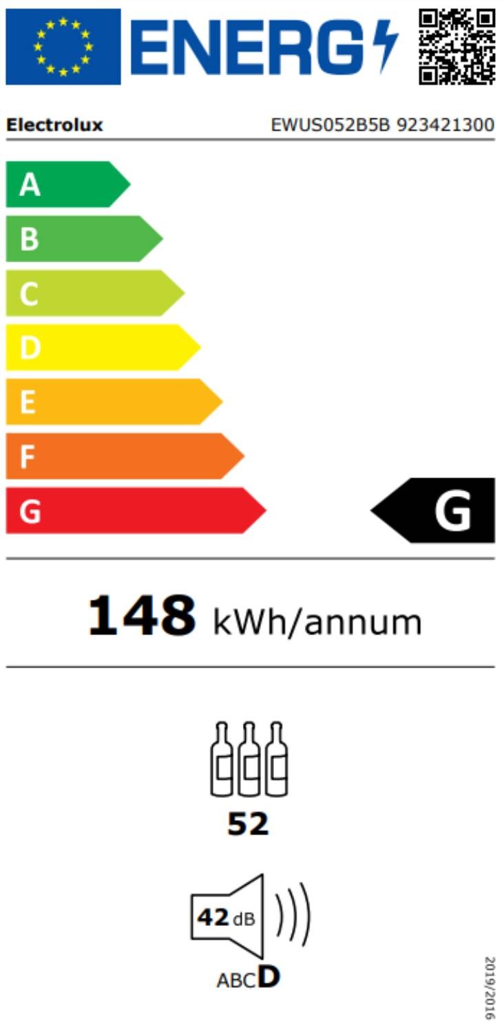 Cave à vin encastrable de service ELECTROLUX Série 500 52 bouteilles Noir - EWUS052B5B