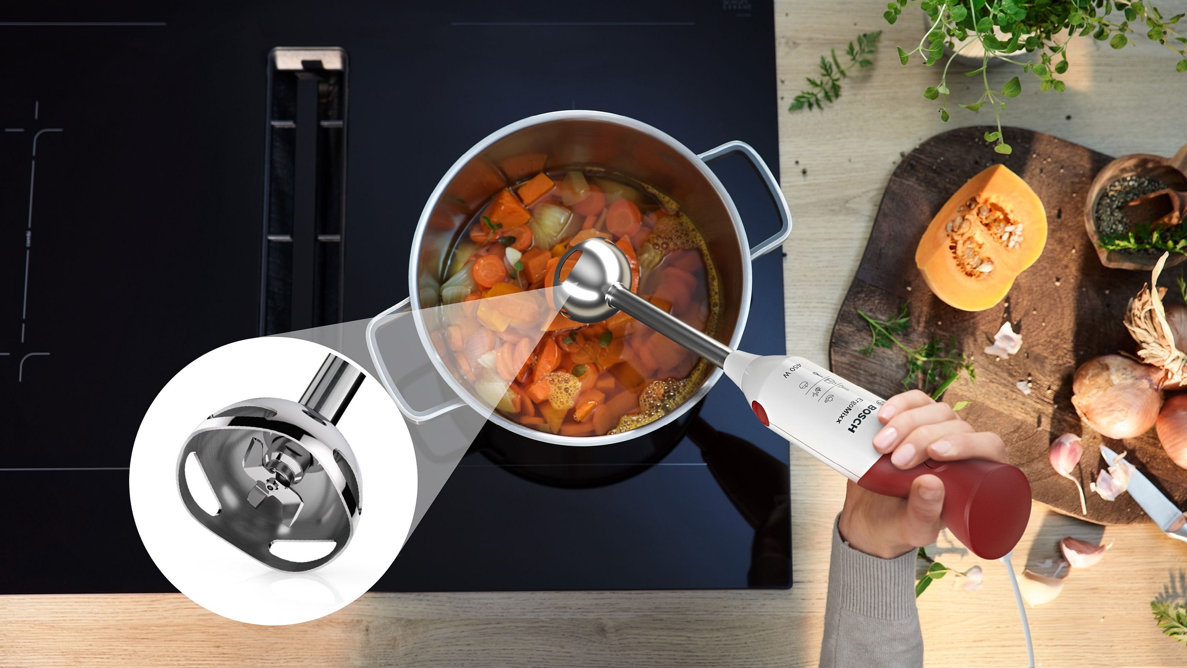 Mixeur BOSCH Bol mélangeur gradué 450W Blanc - MSM64110