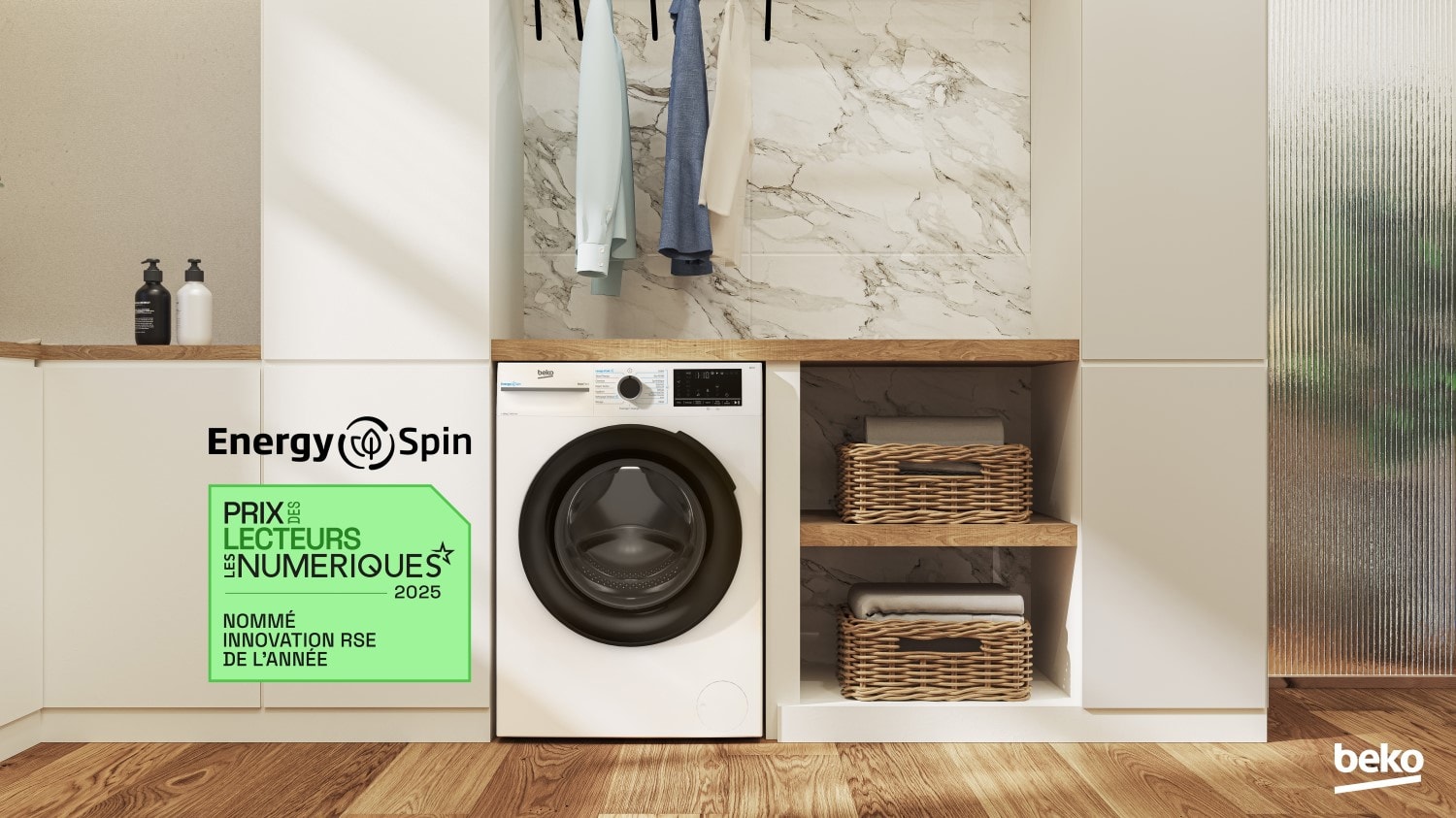 Lave linge Frontal BEKO SteamTherapy 1400 tours/minute 10Kg Blanc - BM3WFU410411B