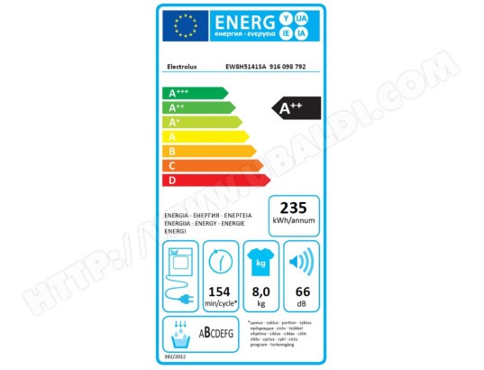 ELECTROLUX Sèche linge Condensation 8kg - EW8H5141SA