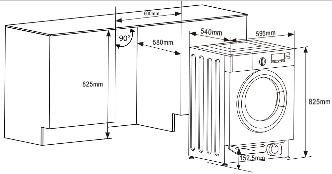 Lave linge sechant encastrable HELVETIA 8kg/6kg 1400trs/min Blanc - HLSMF864A1