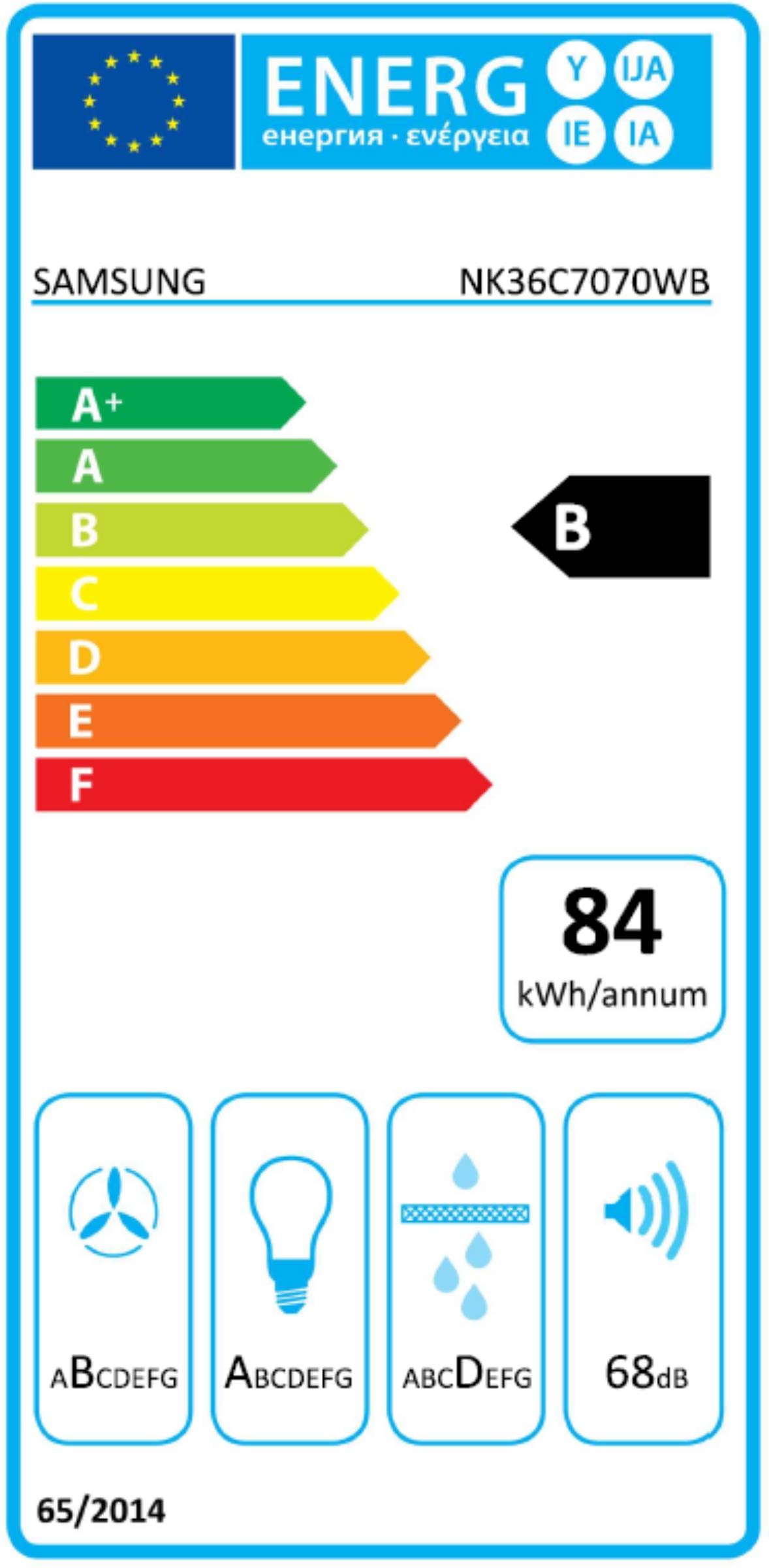 Hotte decorative murale SAMSUNG 90cm 73dB Noir - NK36C7070WB