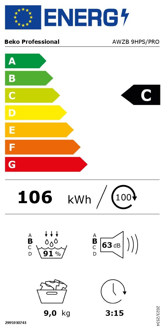 Sèche linge semi pro BEKO PROFESSIONAL 9kg Pompe à chaleur Connecté Gris - AWZB9HPS/PRO