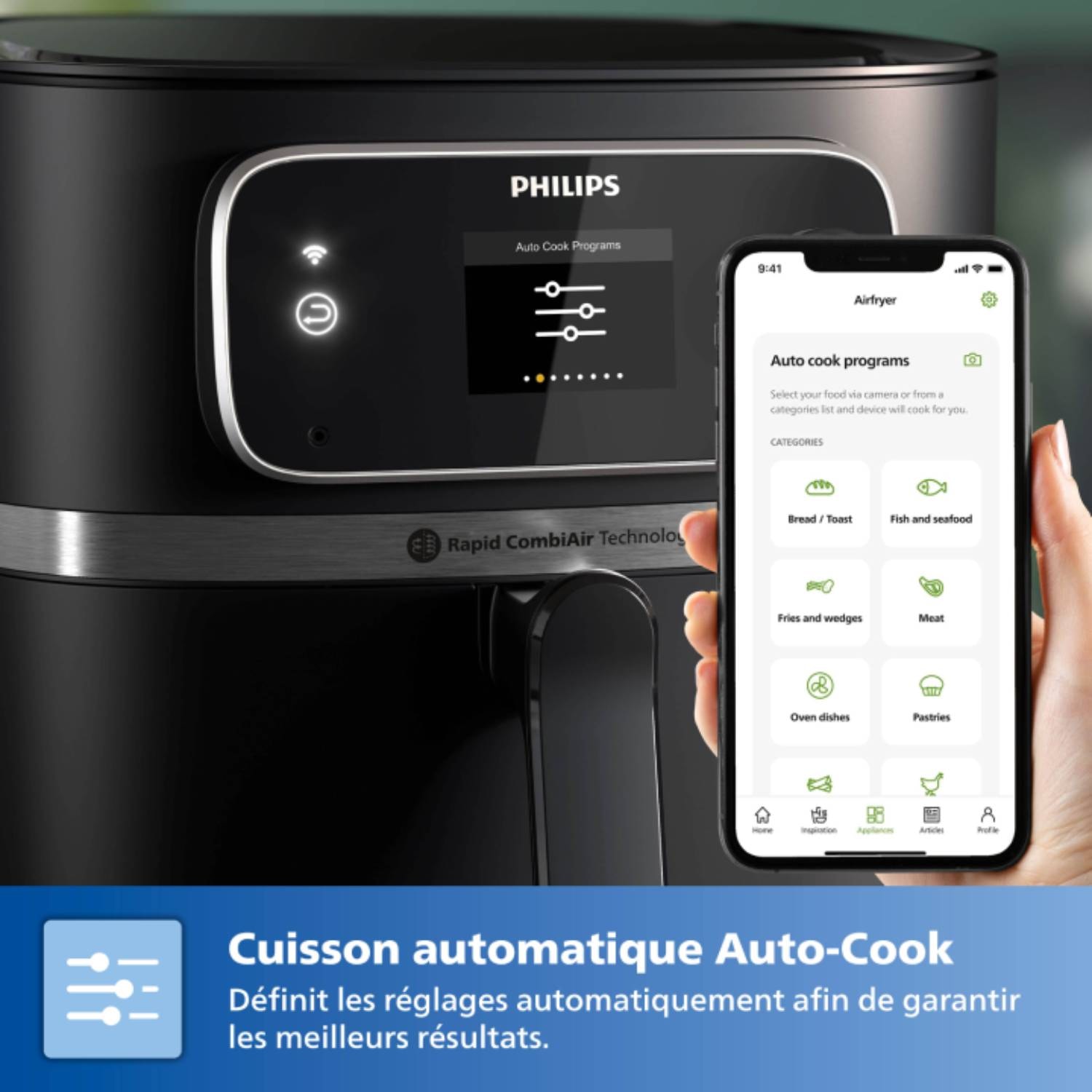 Friteuse à air chaud PHILIPS 2000W 8.3L - HD9880/90 Friteuse à air chaud PHILIPS 2000W 8.3L - HD9880/90