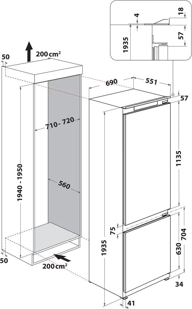 Réfrigérateur congélateur encastrable WHIRLPOOL  - WHSP70T121