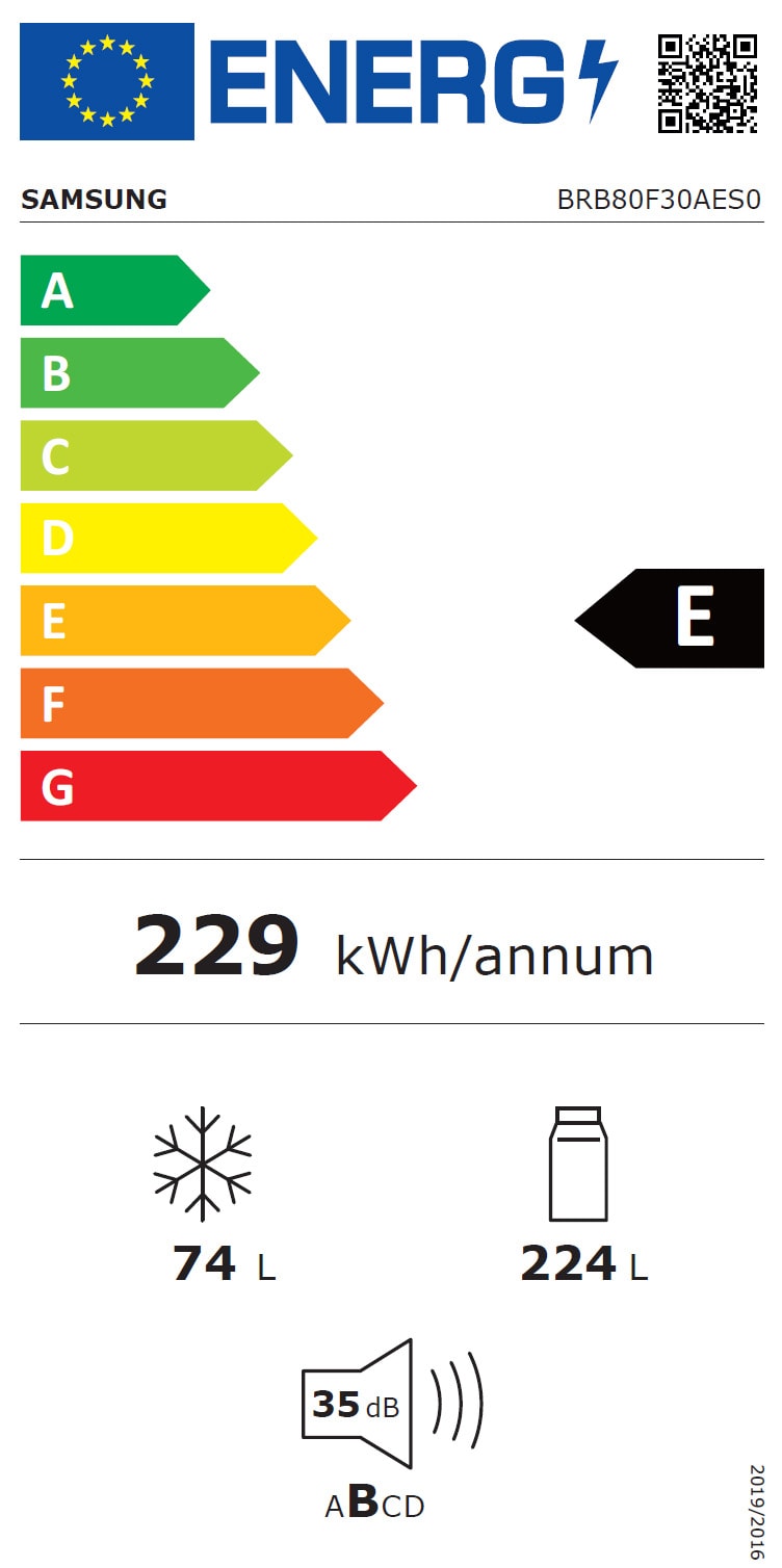 Réfrigérateur congélateur encastrable SAMSUNG Froid ventilé 298L Blanc - BRB80F30AES0