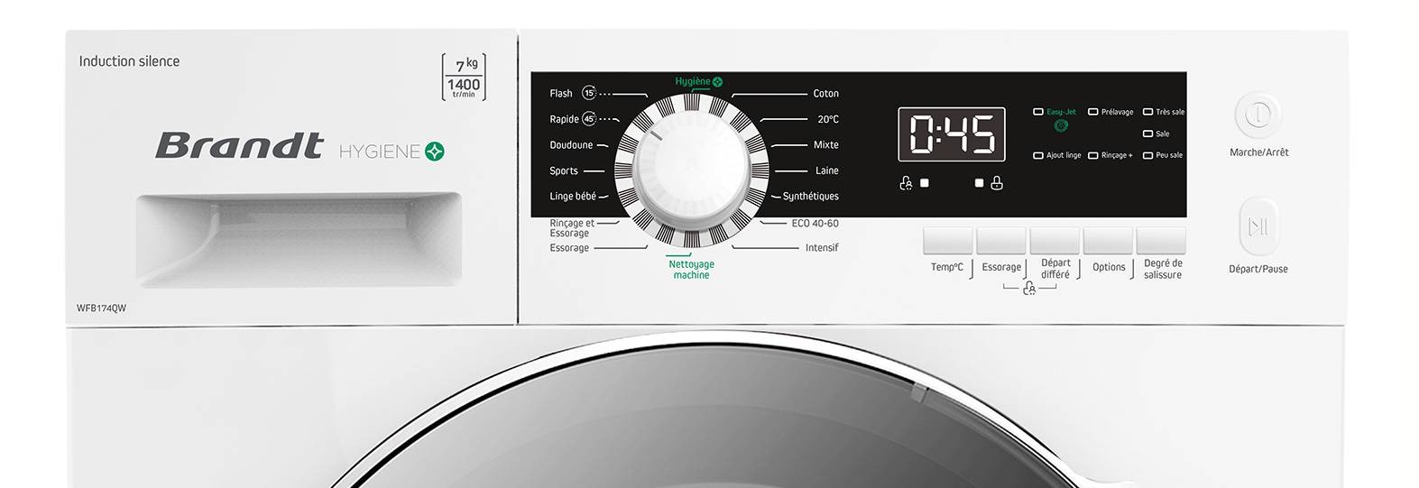 BRANDT Lave linge Frontal Hygiène 7 Kg - WFB174QW