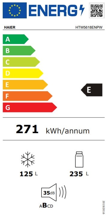 Réfrigérateur congélateur bas HAIER No Frost, Humidity Zone, 360L Blanc - HTW5618ENPW Réfrigérateur congélateur bas HAIER No Frost, Humidity Zone, 360L Blanc - HTW5618ENPW