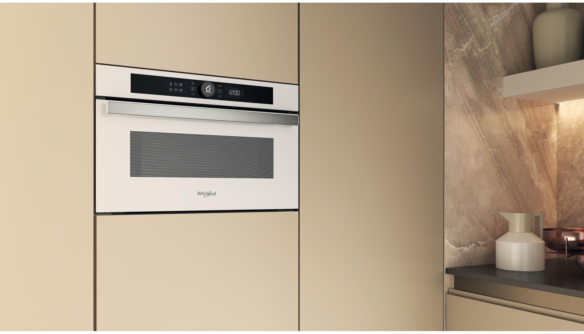 Micro ondes Grill Encastrable WHIRLPOOL , 1000W, 31L, Verre blanc  - WMD44MWF