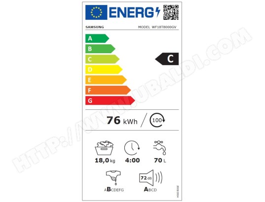 Lave linge Frontal SAMSUNG grande capacité ecobubble 18kg Noir - WF18T8000GV