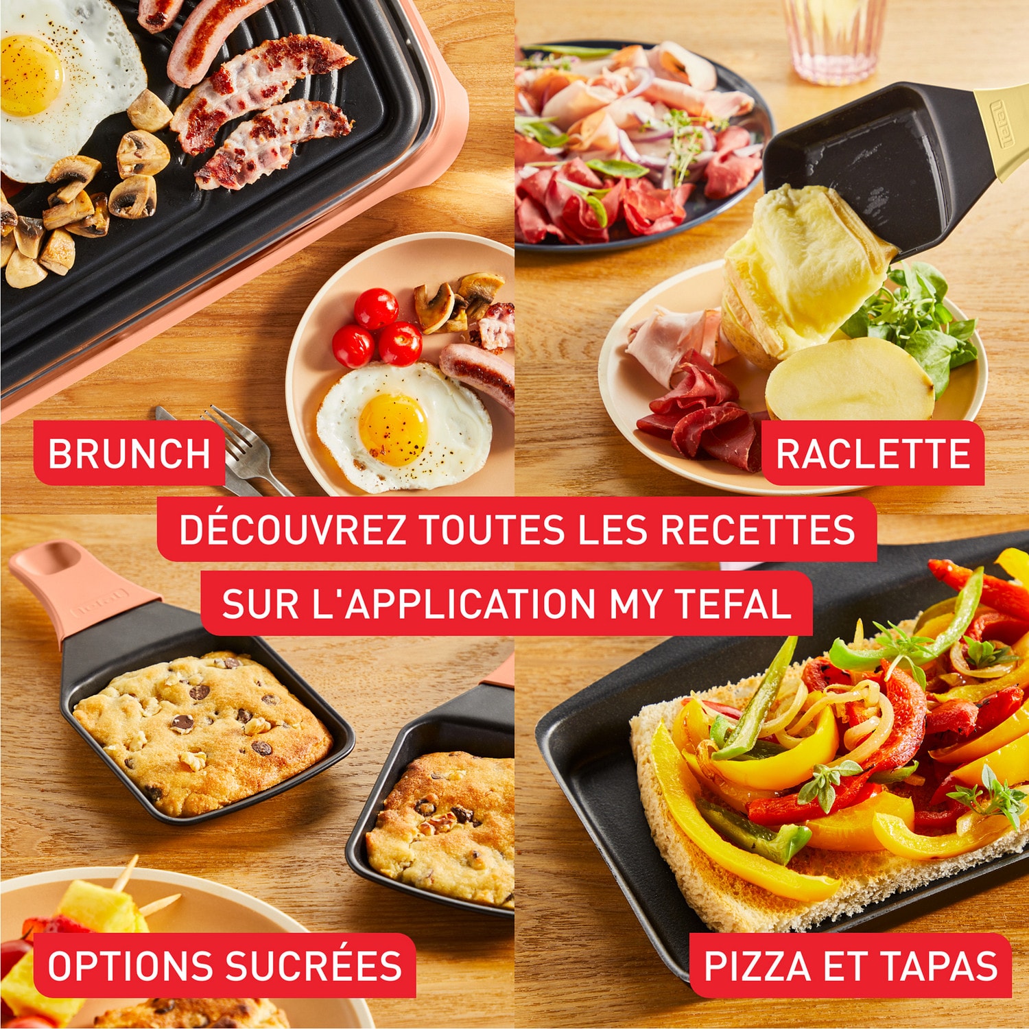 Raclette Multifonction TEFAL 8 personnes 1450W Saumon - RE651JF0