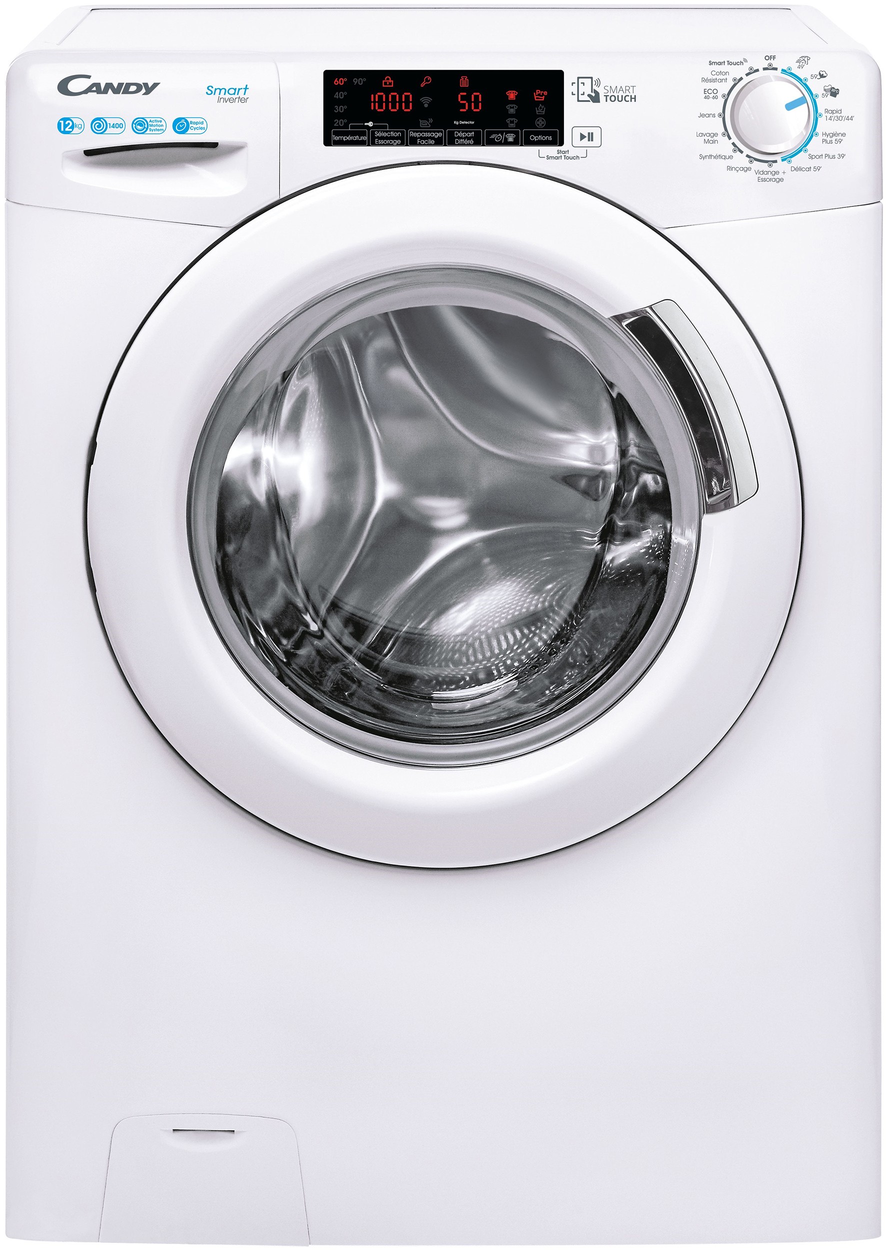 Lave linge Frontal CANDY , 1400 trs/mn, 12kg, Blanc - CS1412TME1-47