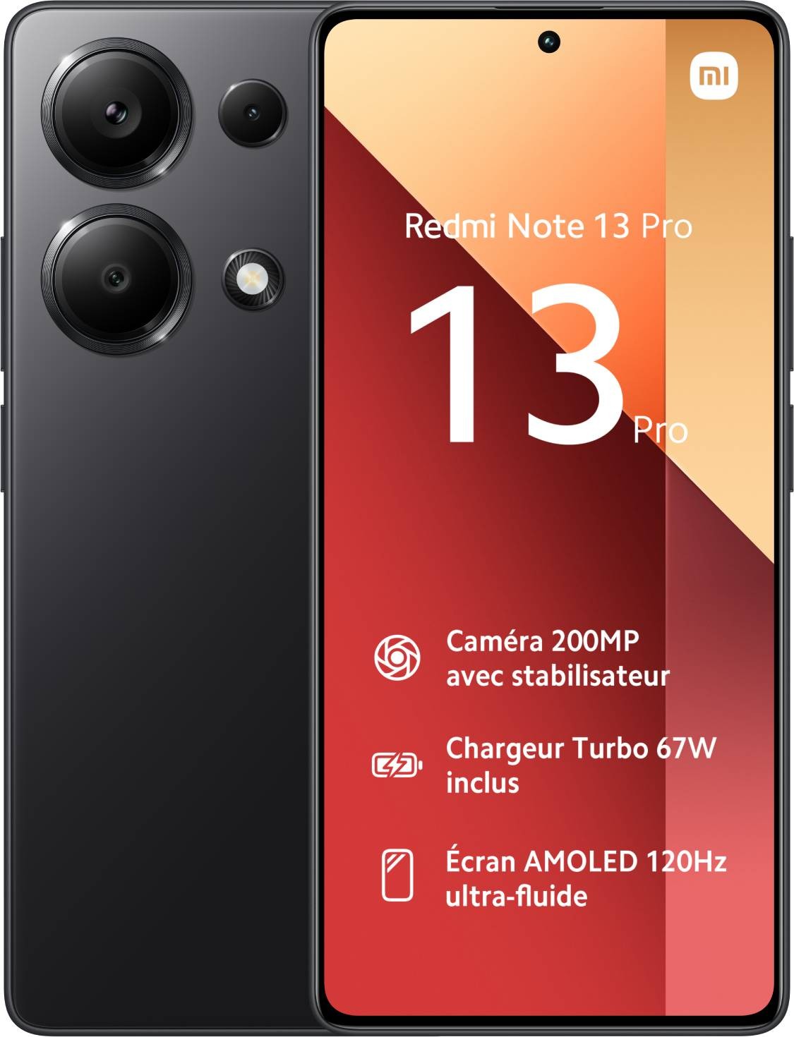 XIAOMI Smartphone Redmi Note 13 Pro 5G 8+256Go - Noir  REDNOTE13P-5G-256-NR