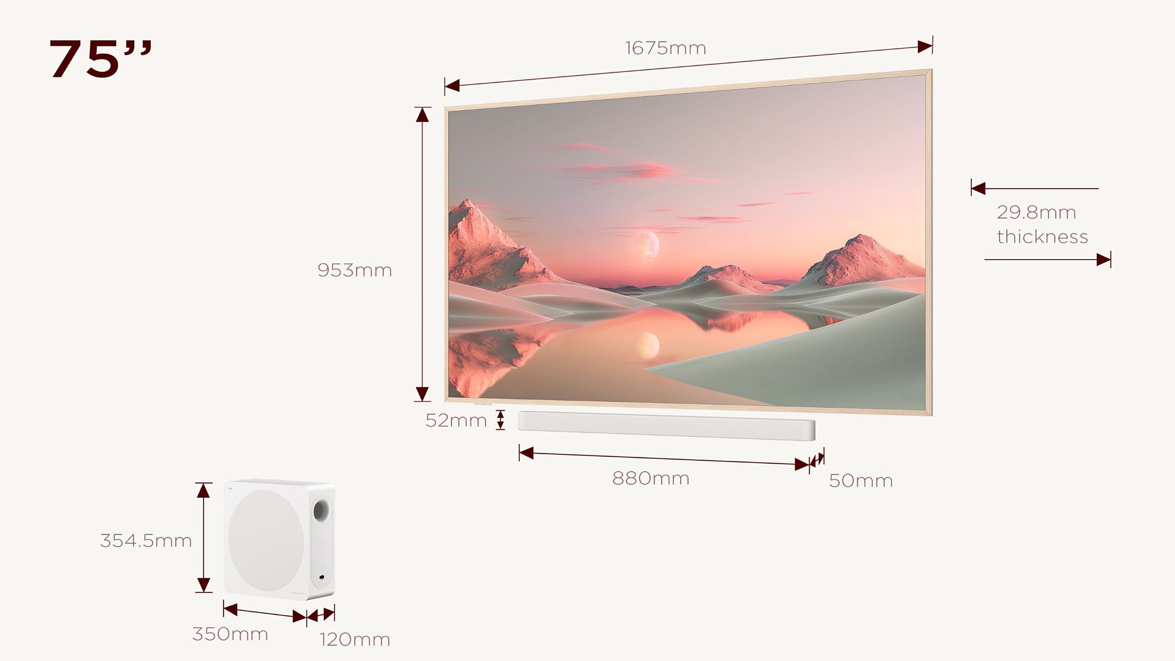 TV QLED 4K 189 cm TCL Pro 75" 144Hz Beige - 75A300PRO
