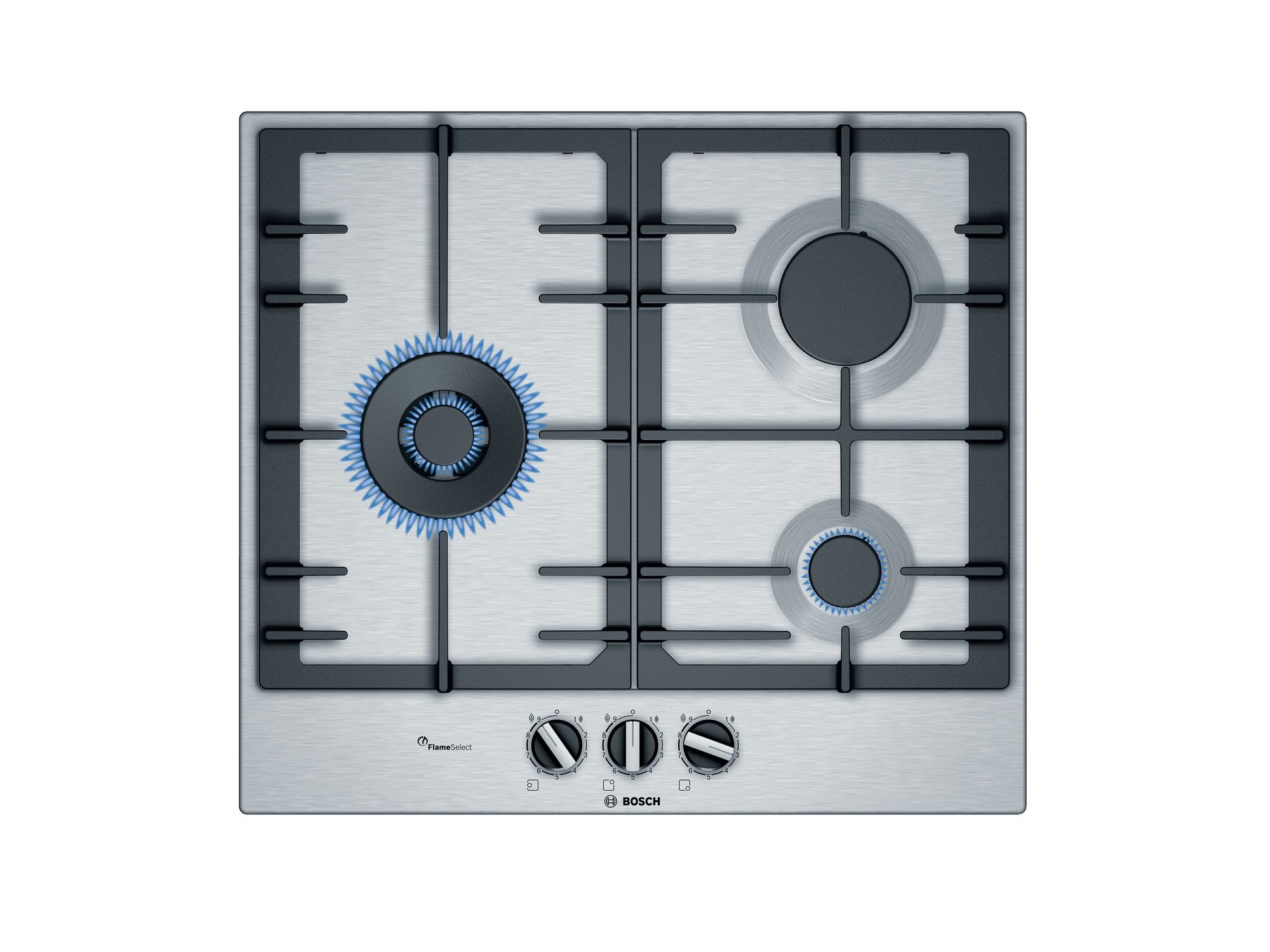 Plaque gaz BOSCH Série 6 3 Foyers FlameSelect 60cm Inox - PCC6A5B90 Plaque gaz BOSCH Série 6 3 Foyers FlameSelect 60cm Inox - PCC6A5B90