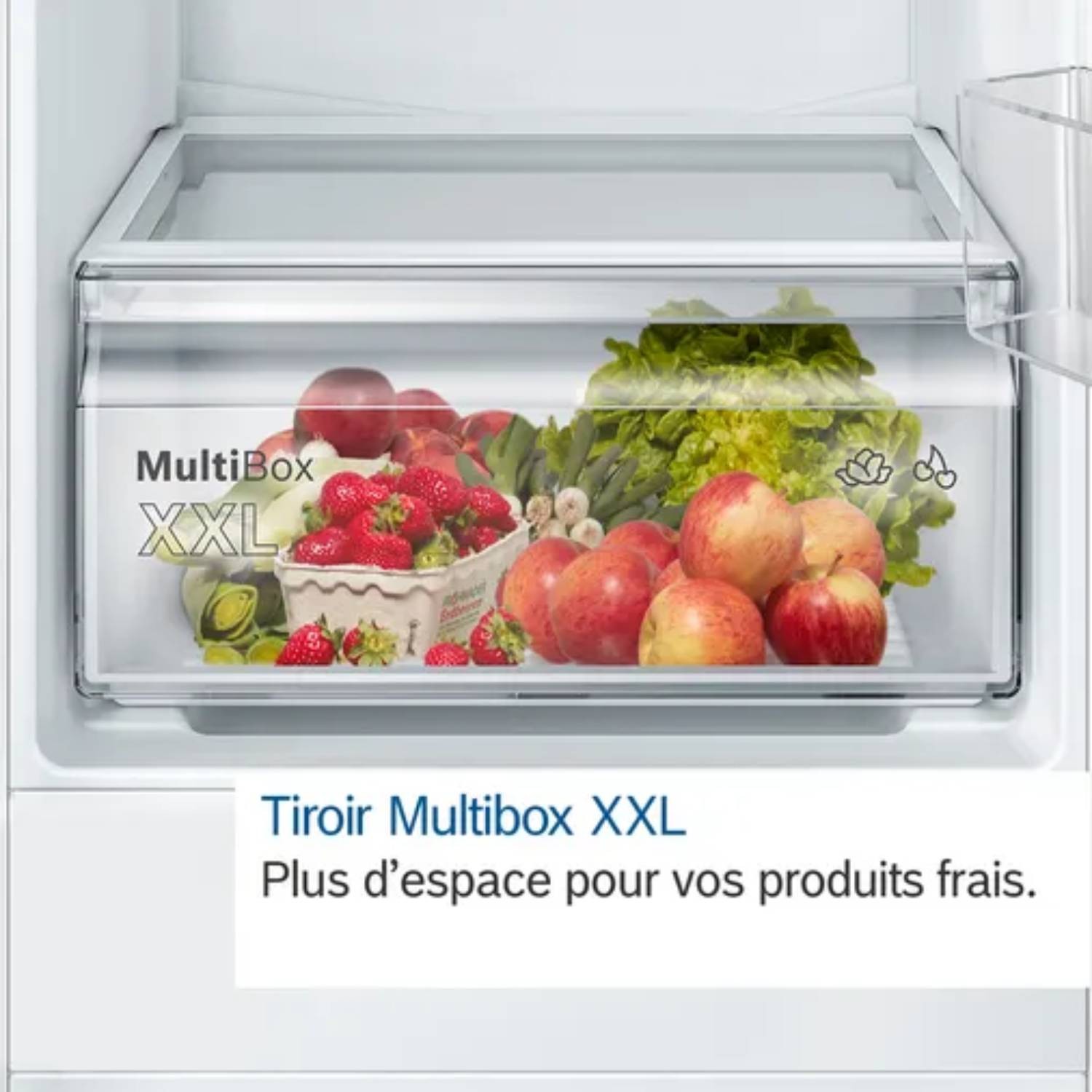 BOSCH Réfrigérateur encastrable 1 porte Série 2 Fresh Sense 204L Blanc - KIR41NSE0