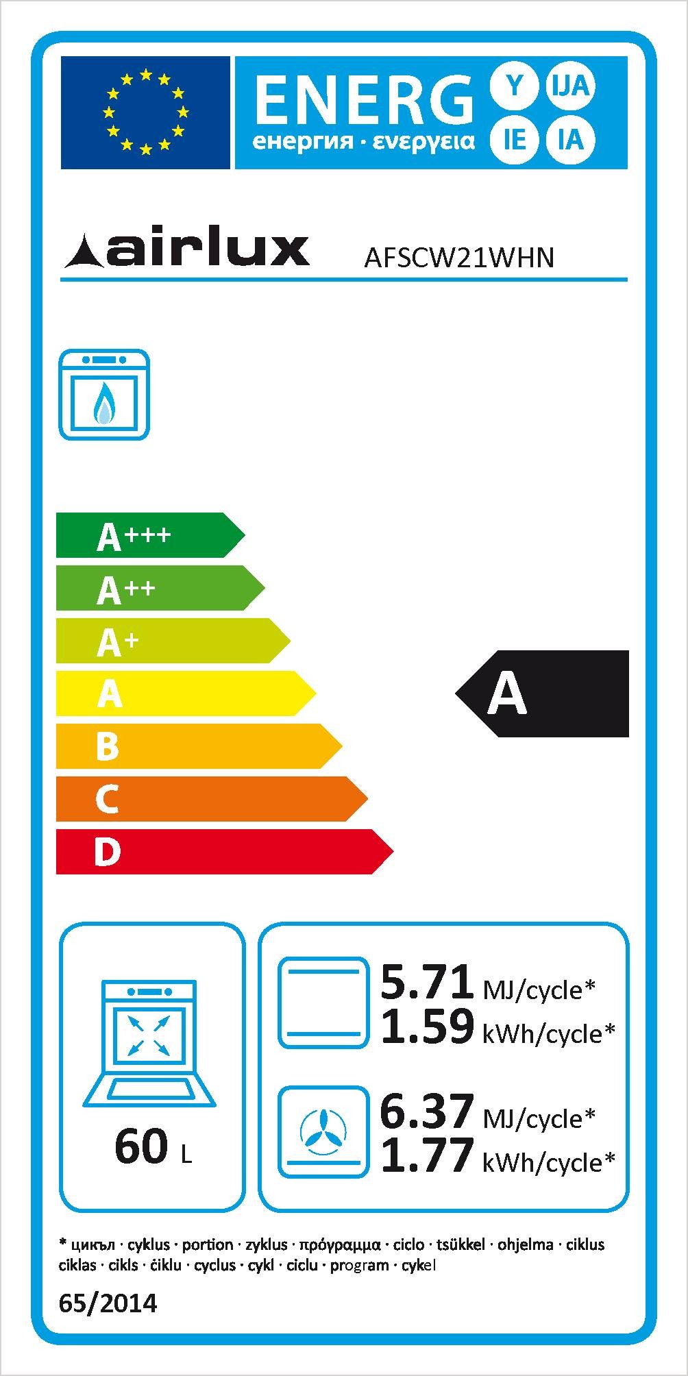 Four encastrable catalyse AIRLUX Multifonction 60L Blanc - AFSCW21WHN Four encastrable catalyse AIRLUX Multifonction 60L Blanc - AFSCW21WHN
