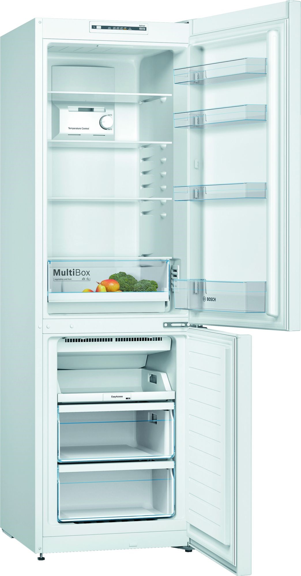 Réfrigérateur congélateur bas BOSCH Série 2 NoFrost MultiAirflow 302L Blanc - KGN36NWEA