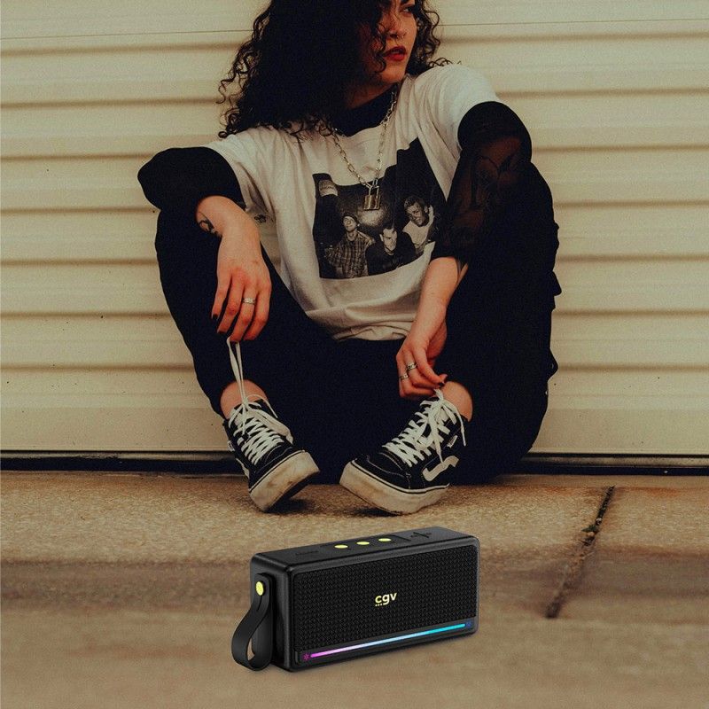 Enceinte bluetooth CGV Powerbank Étanche 8h LED Noir - SOLIDVIBEMAX