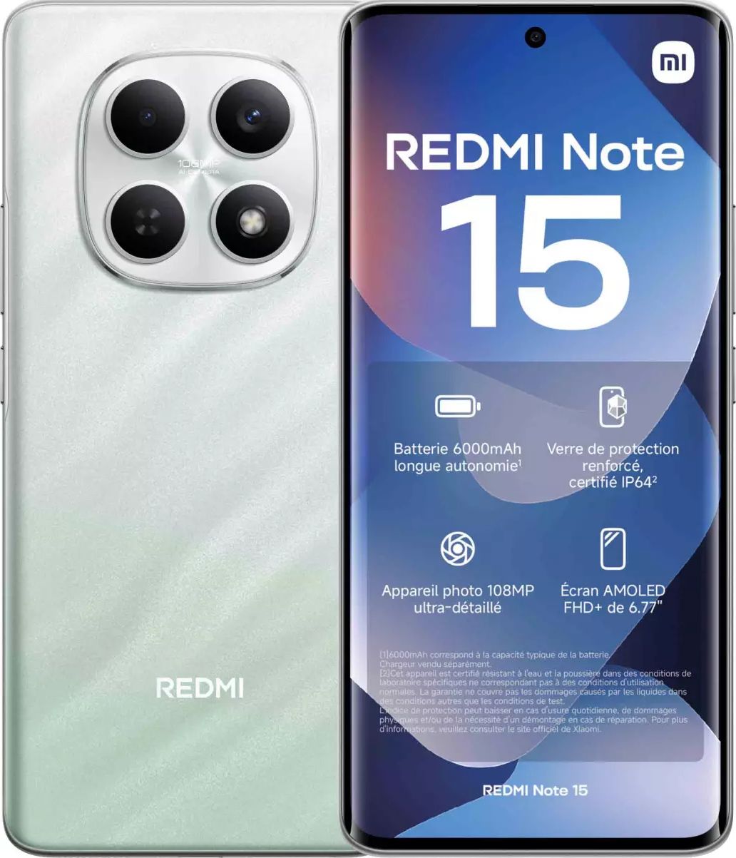 Smartphone XIAOMI Redmi Note 15 4G 256Go Vert REDMINOTE15-256VERT